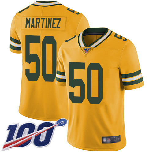 Green Bay Packers Limited Gold Men #50 Martinez Blake Jersey Nike NFL 100th Season Rush Vapor Untouchable